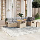 vidaXL 7-delige Loungeset met kussens poly rattan zwart