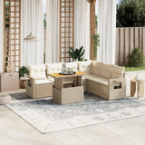 vidaXL 7-delige Loungeset met kussens poly rattan zwart