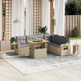 vidaXL 7-delige Loungeset met kussens poly rattan zwart