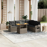 vidaXL 7-delige Loungeset met kussens poly rattan zwart