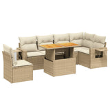 vidaXL 7-delige Loungeset met kussens poly rattan zwart