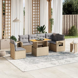 vidaXL 7-delige Loungeset met kussens poly rattan zwart