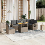 vidaXL 7-delige Loungeset met kussens poly rattan zwart