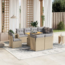 vidaXL 9-delige Loungeset met kussens poly rattan zwart