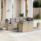 vidaXL 9-delige Loungeset met kussens poly rattan zwart