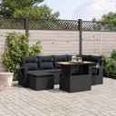 vidaXL 7-Piece Lounge Set with Cushions Poly Rattan Black