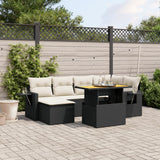 vidaXL 7-Piece Lounge Set with Cushions Poly Rattan Black
