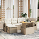 vidaXL 7-Piece Lounge Set with Cushions Poly Rattan Black