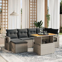 vidaXL 7-Piece Lounge Set with Cushions Poly Rattan Black