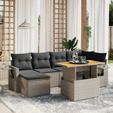 vidaXL 7-Piece Lounge Set with Cushions Poly Rattan Black
