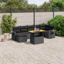 vidaXL 8-Piece Lounge Set with Cushions Poly Rattan Black
