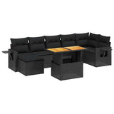 vidaXL 8-Piece Lounge Set with Cushions Poly Rattan Black