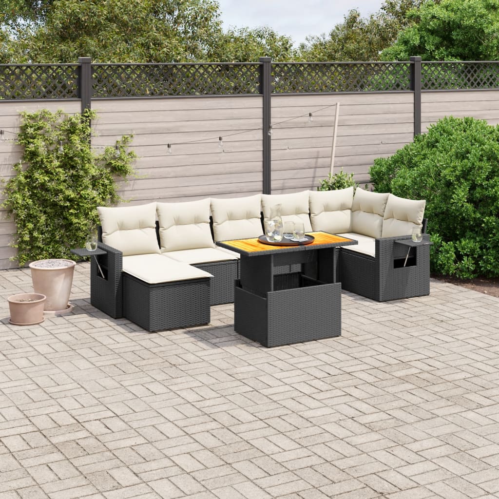 vidaXL 8-Piece Lounge Set with Cushions Poly Rattan Black