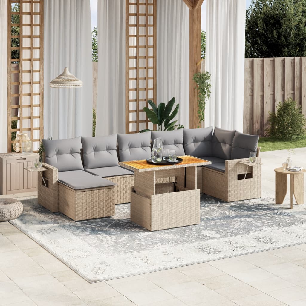 vidaXL 8-Piece Lounge Set with Cushions Poly Rattan Black
