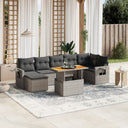 vidaXL 8-Piece Lounge Set with Cushions Poly Rattan Black