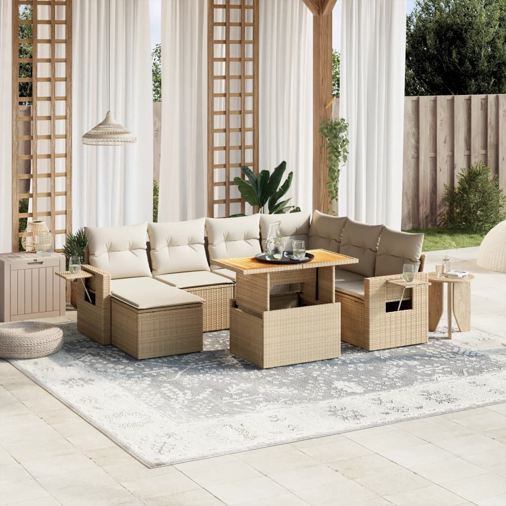 vidaXL 8-Piece Lounge Set with Cushions Poly Rattan Black
