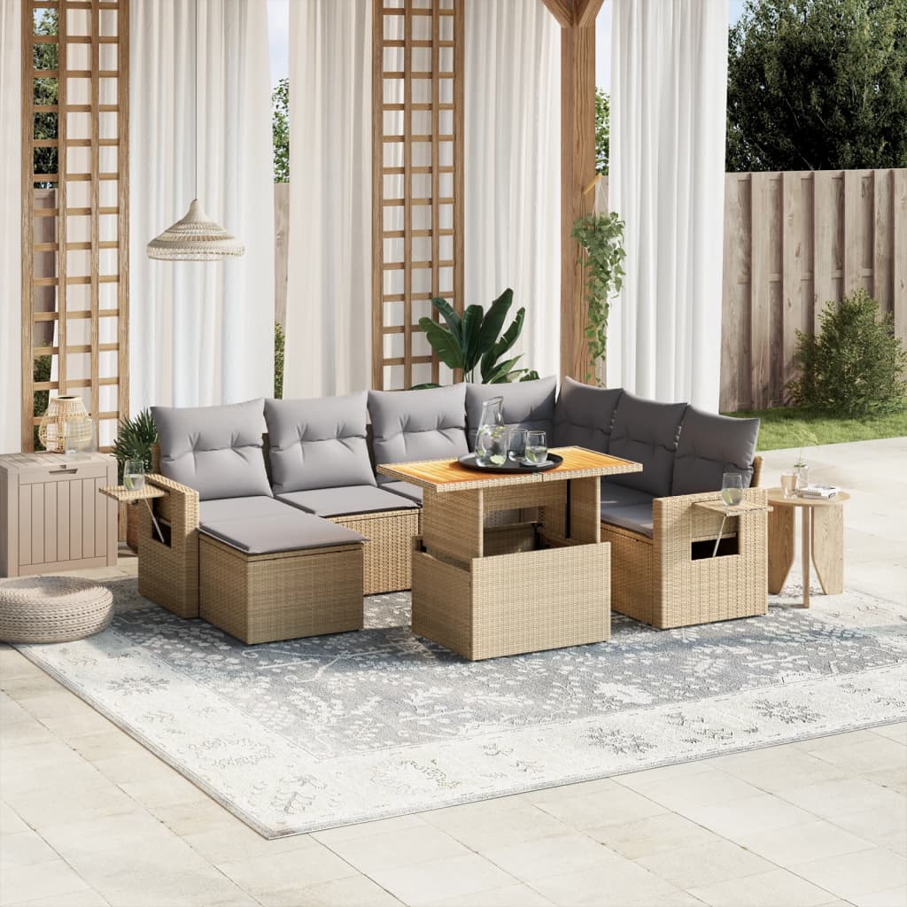 vidaXL 8-Piece Lounge Set with Cushions Poly Rattan Black