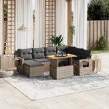 vidaXL 8-Piece Lounge Set with Cushions Poly Rattan Black