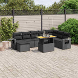 vidaXL 9-piece Lounge Set with cushions poly rattan black