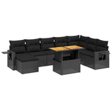 vidaXL 9-piece Lounge Set with cushions poly rattan black