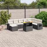 vidaXL 9-piece Lounge Set with cushions poly rattan black