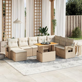 vidaXL 9-piece Lounge Set with cushions poly rattan black