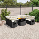 vidaXL 10-Piece Lounge Set with Cushions Poly Rattan Black