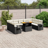 vidaXL 10-Piece Lounge Set with Cushions Poly Rattan Black