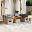 vidaXL 10-Piece Lounge Set with Cushions Poly Rattan Black