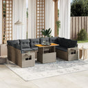 vidaXL 10-Piece Lounge Set with Cushions Poly Rattan Black