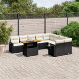 vidaXL 10-Piece Lounge Set with Cushions Poly Rattan Black