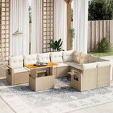 vidaXL 10-Piece Lounge Set with Cushions Poly Rattan Black