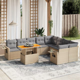 vidaXL 10-Piece Lounge Set with Cushions Poly Rattan Black