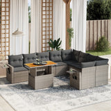 vidaXL 10-Piece Lounge Set with Cushions Poly Rattan Black