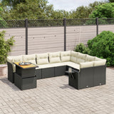 vidaXL 10-Piece Lounge Set with Cushions Poly Rattan Black