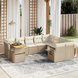 vidaXL 10-Piece Lounge Set with Cushions Poly Rattan Black