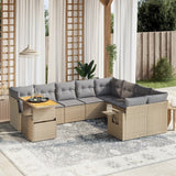 vidaXL 10-Piece Lounge Set with Cushions Poly Rattan Black