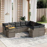 vidaXL 10-Piece Lounge Set with Cushions Poly Rattan Black
