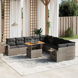 vidaXL 11-delige Loungeset met kussens poly rattan zwart