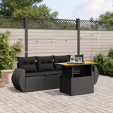 vidaXL 5-piece Lounge Set with Cushions Poly Rattan Black