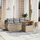 vidaXL 5-piece Lounge Set with Cushions Poly Rattan Black