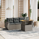 vidaXL 5-piece Lounge Set with Cushions Poly Rattan Black