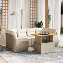 vidaXL 7-delige Loungeset met kussens poly rattan zwart