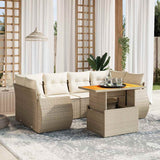 vidaXL 7-delige Loungeset met kussens poly rattan zwart