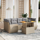 vidaXL 7-delige Loungeset met kussens poly rattan zwart