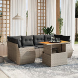vidaXL 7-delige Loungeset met kussens poly rattan zwart