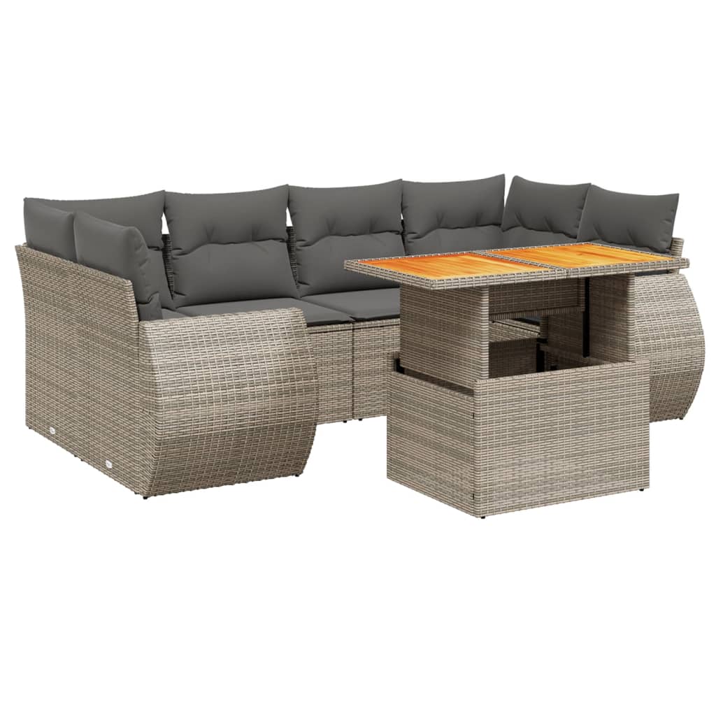 vidaXL 7-delige Loungeset met kussens poly rattan zwart