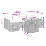 vidaXL 7-delige Loungeset met kussens poly rattan zwart