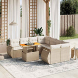 vidaXL 9-delige Loungeset met kussens poly rattan zwart