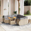 vidaXL 9-delige Loungeset met kussens poly rattan zwart